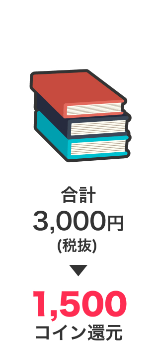 合計3,000円 1,500コイン還元